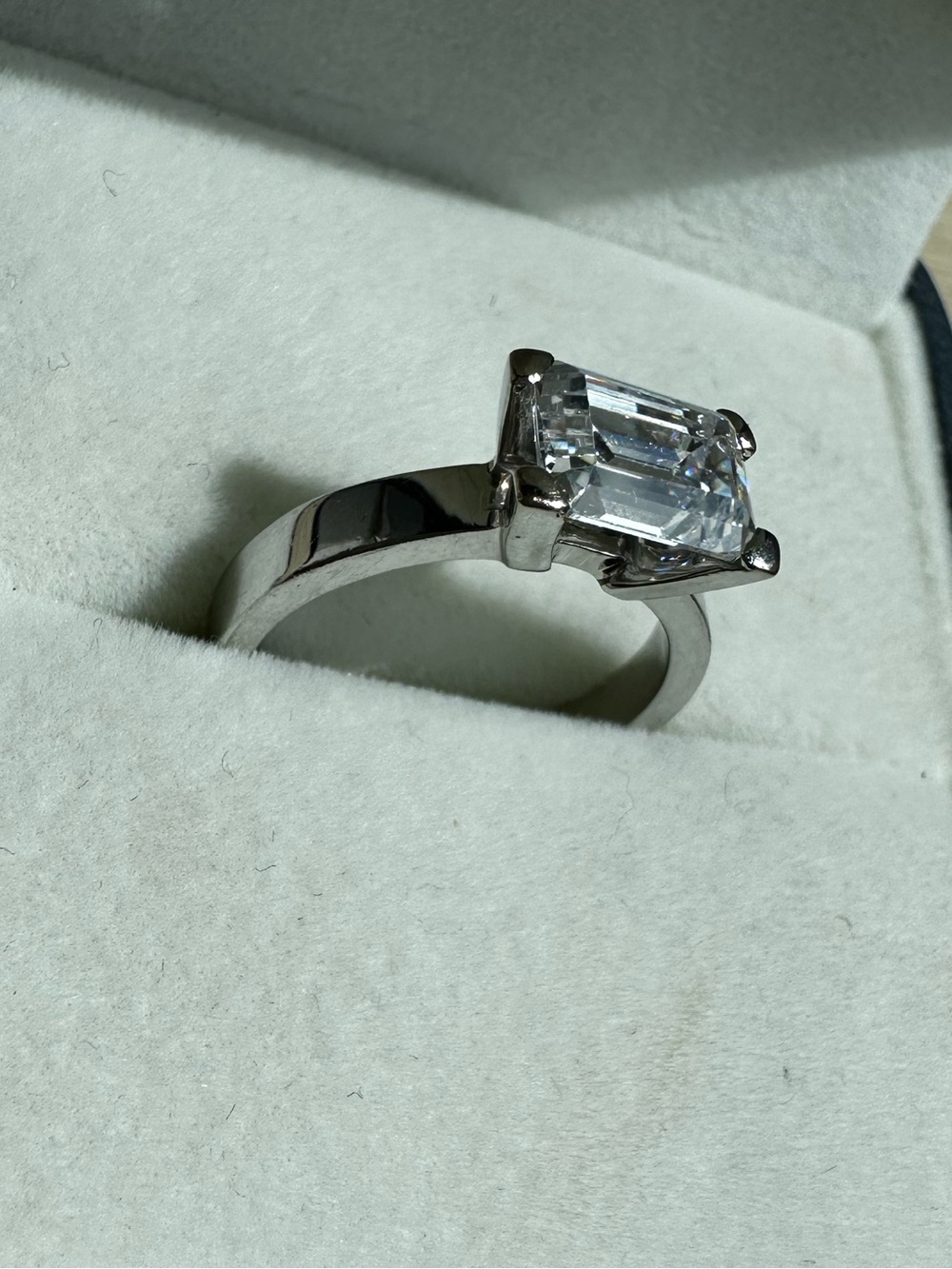 Emerald-Cut Solitaire White Gold Ring